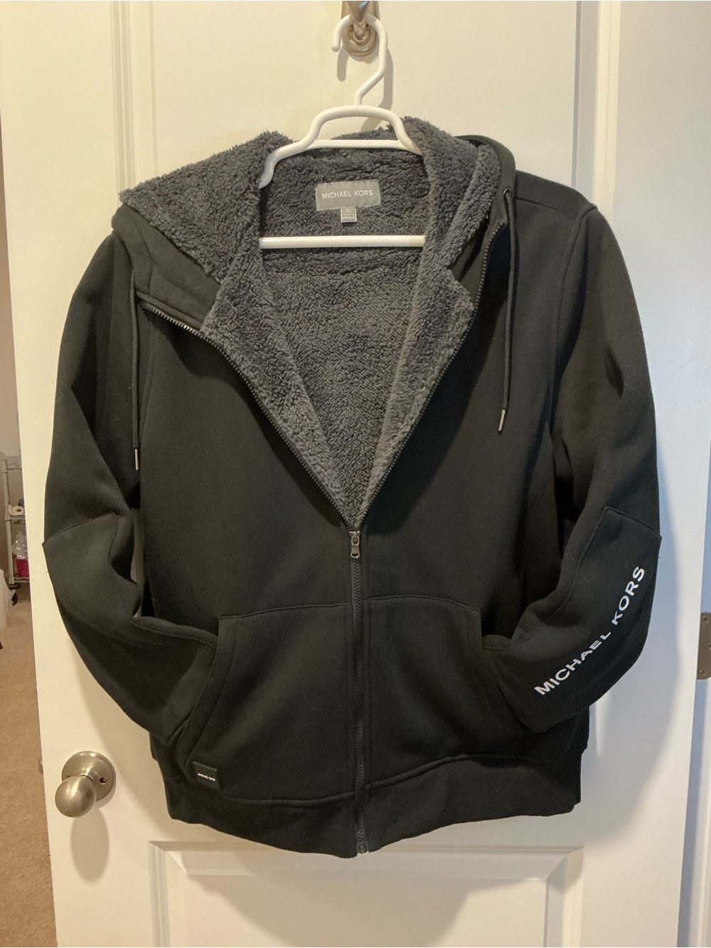 Michael Kors Men's Black Sherpa-Lined Zip Jacket